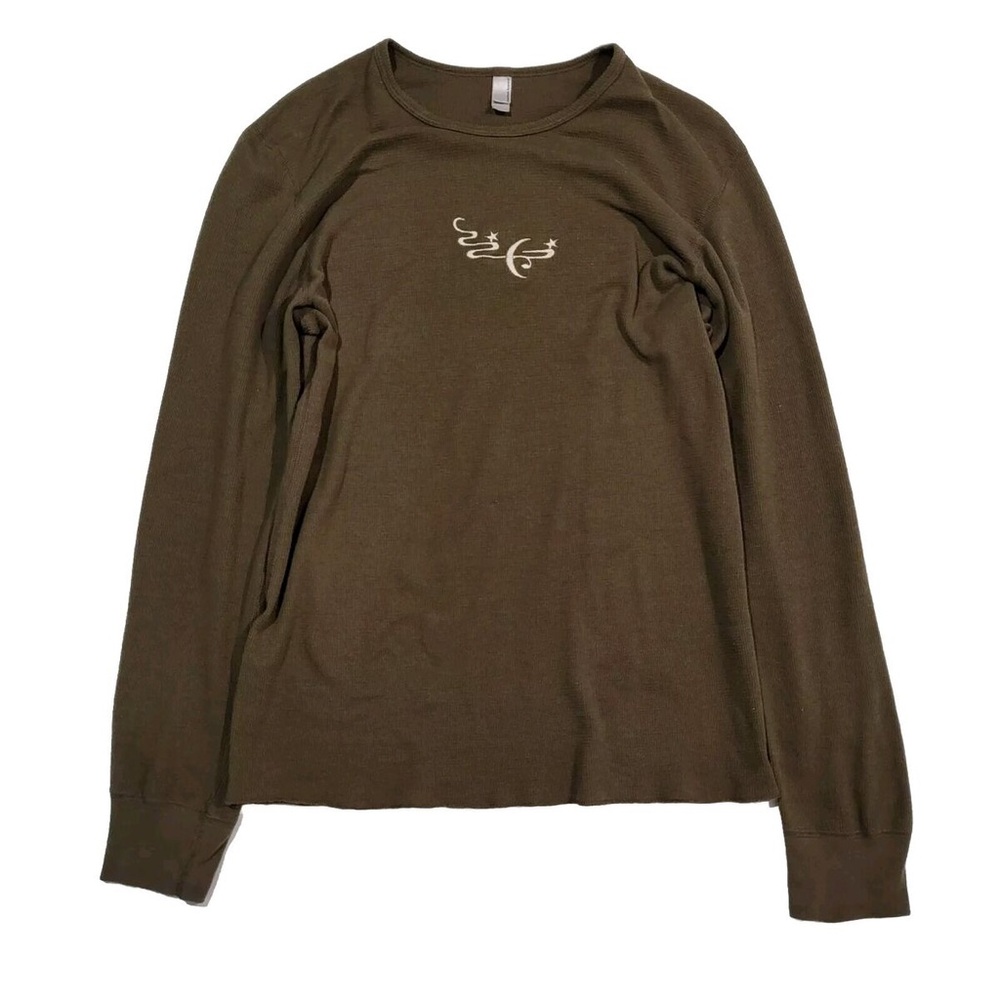 VTG Y2K Grunge Bali Night Sky Moon Stars Brown Long Sleeve Shirt Mens Size Large